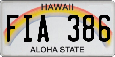 HI license plate FIA386