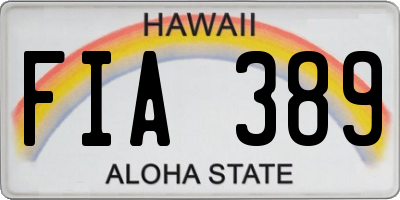 HI license plate FIA389