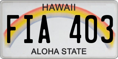 HI license plate FIA403