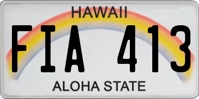 HI license plate FIA413