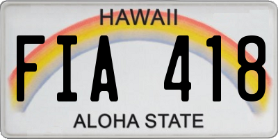 HI license plate FIA418