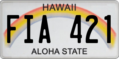 HI license plate FIA421