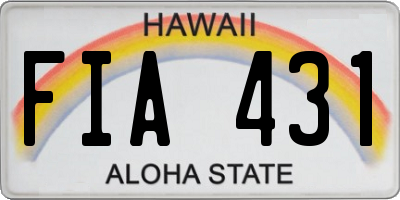 HI license plate FIA431