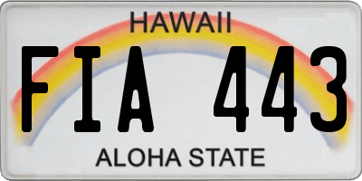 HI license plate FIA443
