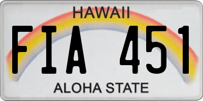 HI license plate FIA451