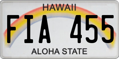HI license plate FIA455