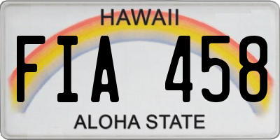 HI license plate FIA458