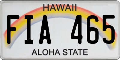 HI license plate FIA465