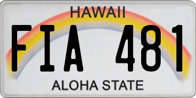 HI license plate FIA481