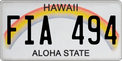 HI license plate FIA494