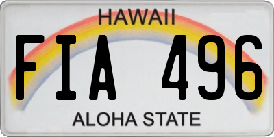 HI license plate FIA496