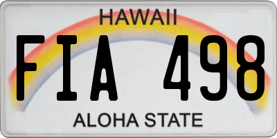 HI license plate FIA498