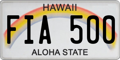 HI license plate FIA500