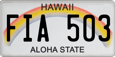 HI license plate FIA503
