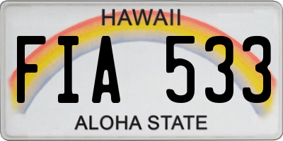 HI license plate FIA533