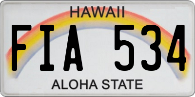HI license plate FIA534