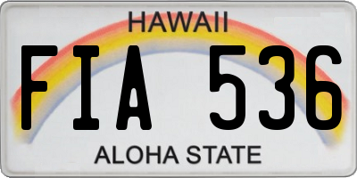 HI license plate FIA536