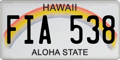 HI license plate FIA538