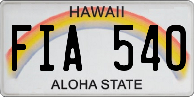 HI license plate FIA540