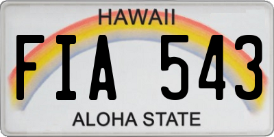 HI license plate FIA543