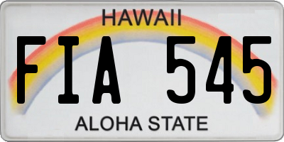 HI license plate FIA545