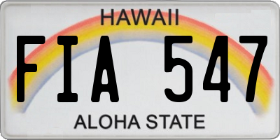 HI license plate FIA547