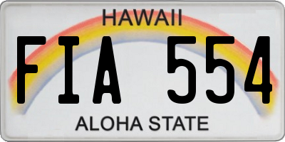 HI license plate FIA554