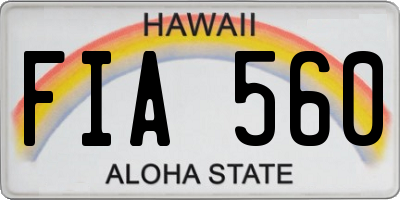 HI license plate FIA560