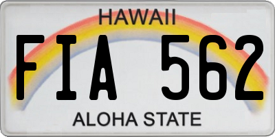 HI license plate FIA562