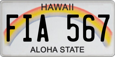 HI license plate FIA567