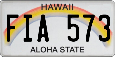 HI license plate FIA573