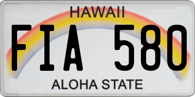 HI license plate FIA580