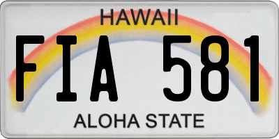 HI license plate FIA581