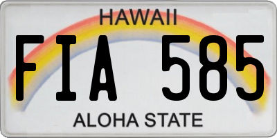 HI license plate FIA585
