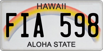 HI license plate FIA598