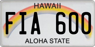 HI license plate FIA600