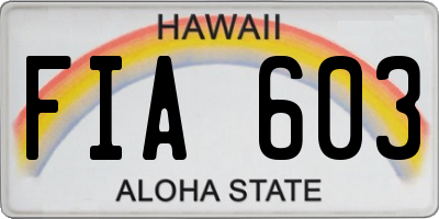 HI license plate FIA603