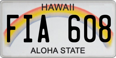 HI license plate FIA608