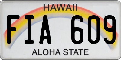 HI license plate FIA609
