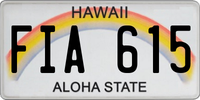 HI license plate FIA615