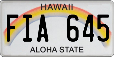 HI license plate FIA645