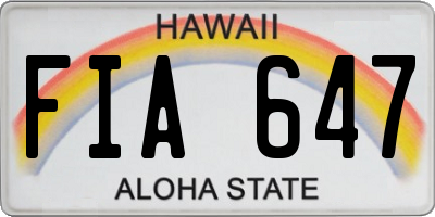 HI license plate FIA647