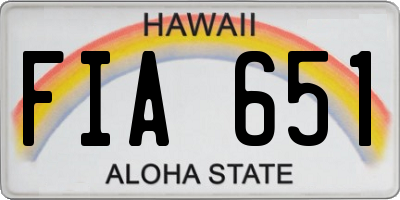 HI license plate FIA651