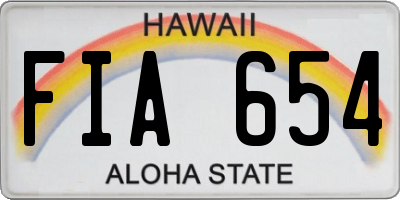HI license plate FIA654