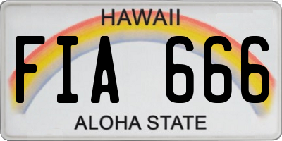 HI license plate FIA666