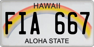 HI license plate FIA667