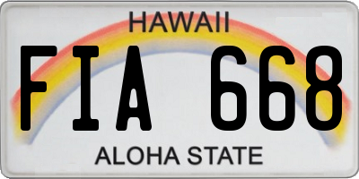 HI license plate FIA668