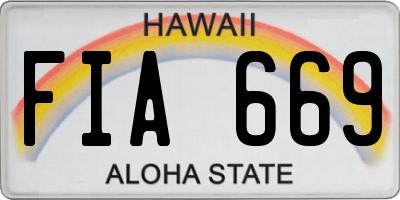 HI license plate FIA669