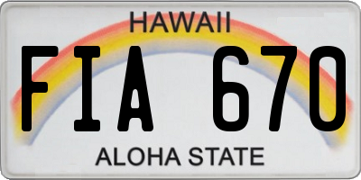 HI license plate FIA670