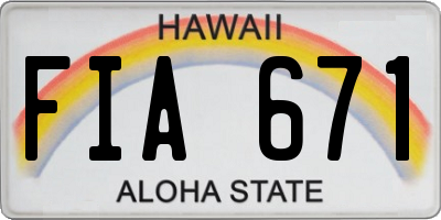 HI license plate FIA671